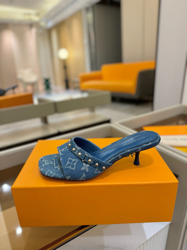 LV x TM 6AM Mule 4cm Blue Denim 241214