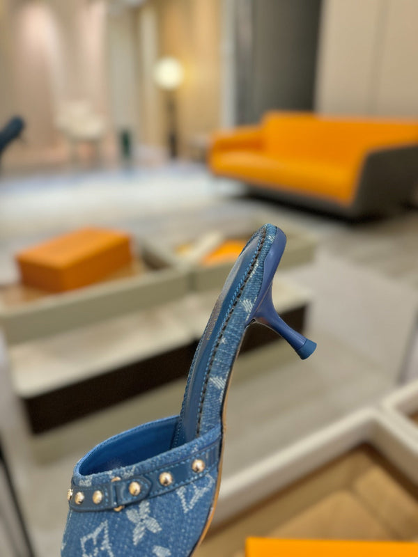 LV x TM 6AM Mule 4cm Blue Denim 241214