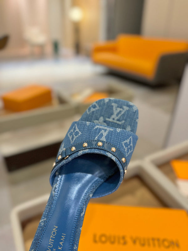 LV x TM 6AM Mule 4cm Blue Denim 241214