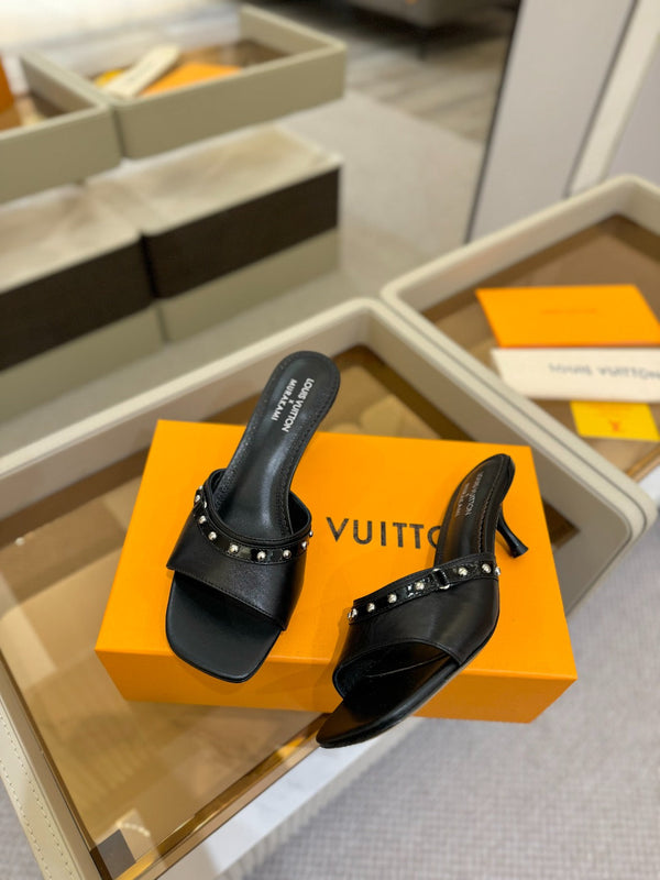 LV x TM 6AM Mule 4cm Black Sheepskin 241215