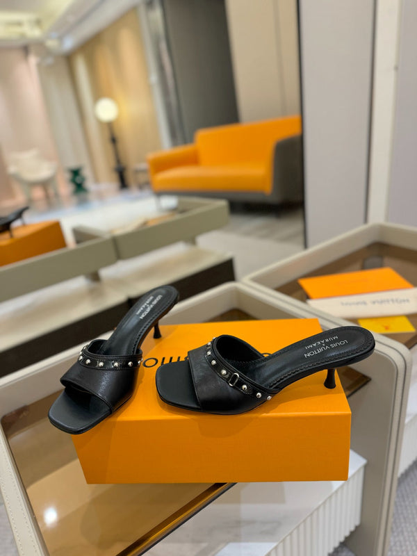 LV x TM 6AM Mule 4cm Black Sheepskin 241215