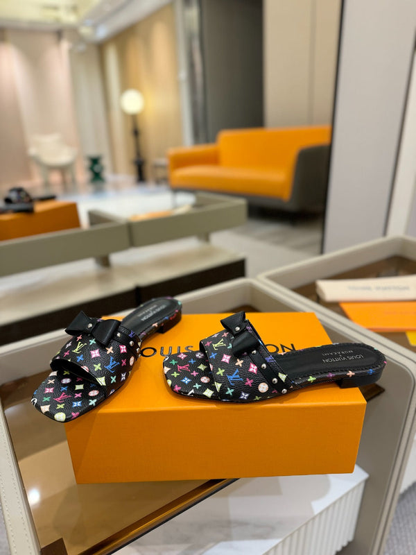 LV x TM 6AM Flat Mule Black and Multicolored Monogram coated canvas 241226