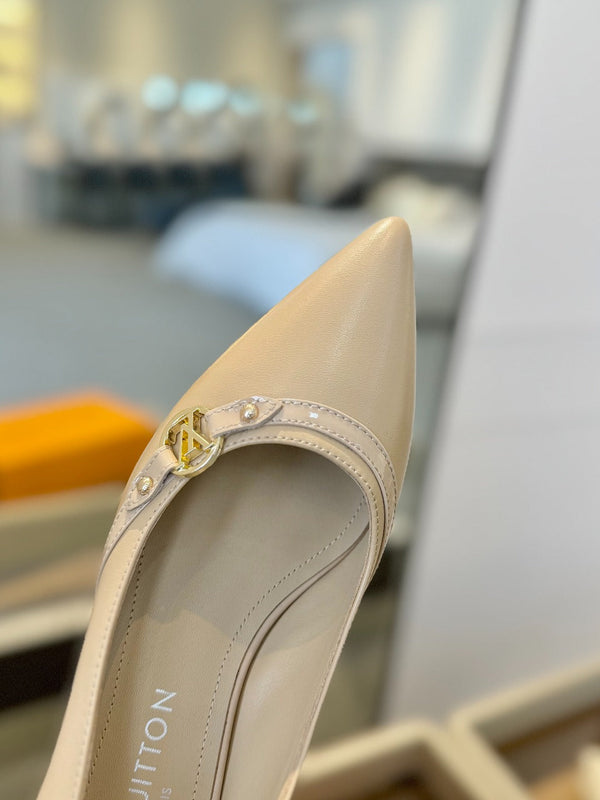 6AM 5.5cm Beige Leather Pumps 241206