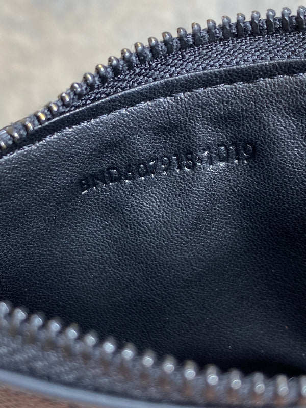 YSL Zip Coin Case With Card Full Black Caviar Cowhide GHW