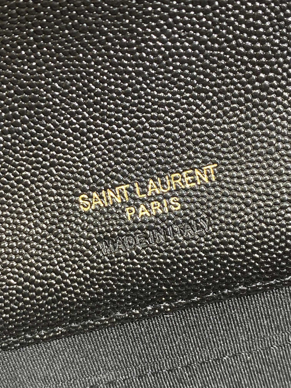 YSL Gold Hardware Logo Clutch 21cm Black Caviar Cowhide