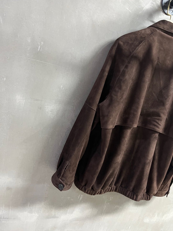 Giacca Miu Miu 2025 in pelle scamosciata di pecora marrone