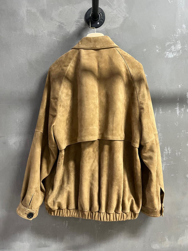 Giacca Miu Miu 2025 in pelle scamosciata di pecora color cammello