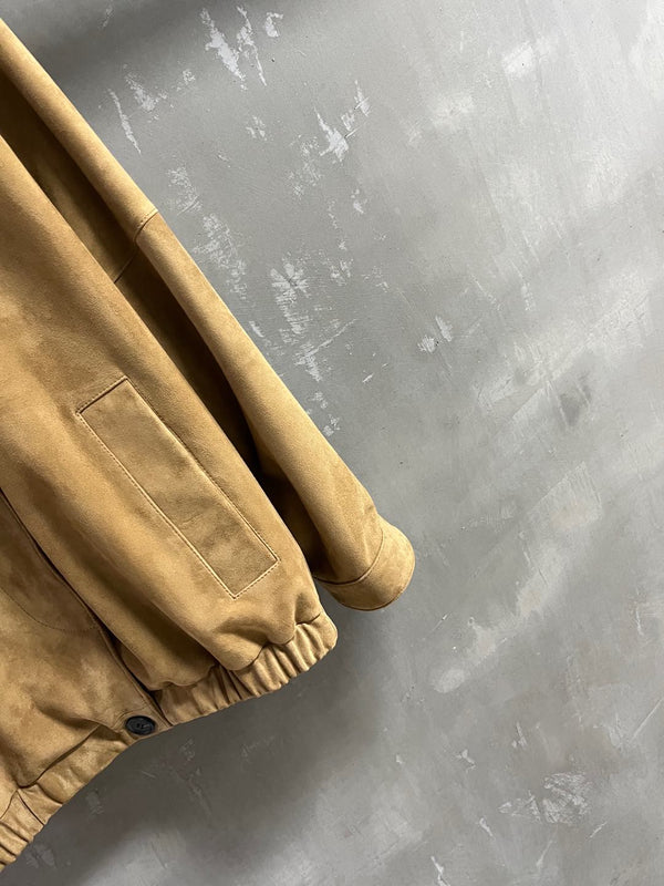 Giacca Miu Miu 2025 in pelle scamosciata di pecora color cammello