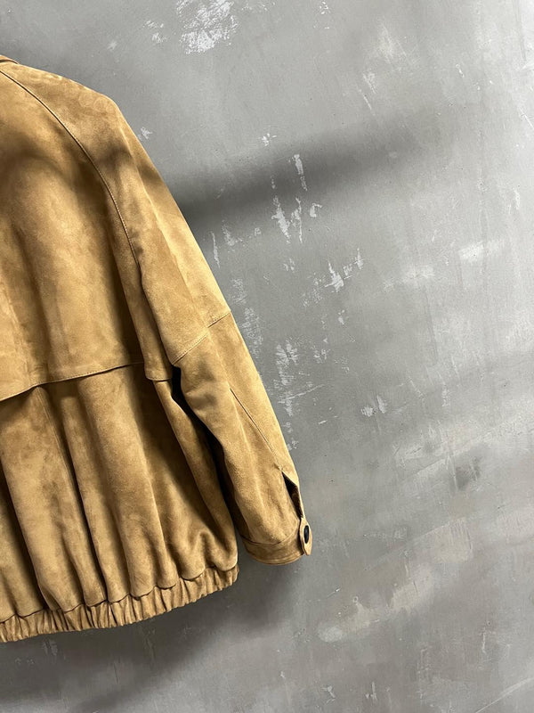 Giacca Miu Miu 2025 in pelle scamosciata di pecora color cammello