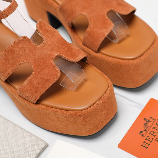 HM Jam 70 sandal In Brown Orange Suede 120311