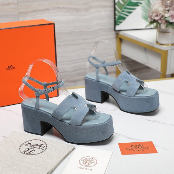 HM Jam 70 sandal In Pastel Blue Suede 120313