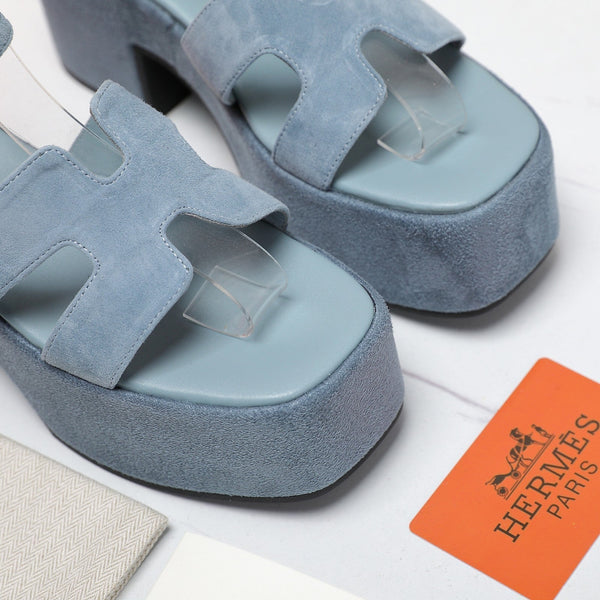 HM Jam 70 sandal In Pastel Blue Suede 120313