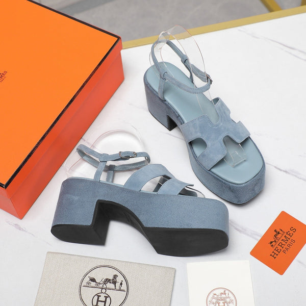 HM Jam 70 sandal In Pastel Blue Suede 120313