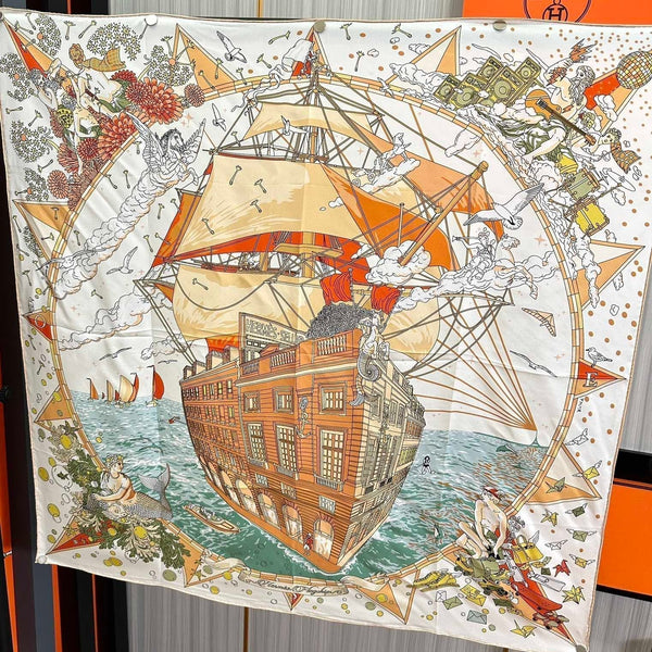 Sciarpa di seta Flagship 90 cm bianca colorata