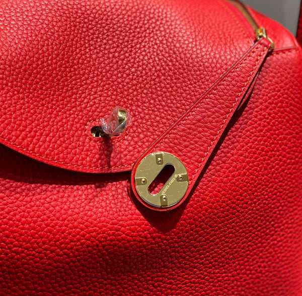 HM LINDY 26 BAG RED TAURILLON CLEMENCE LEATHER