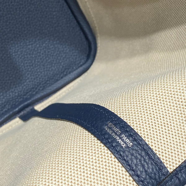 HM Garden Party 36 Beige mix Navy Blue Canvas and Negonda Calfskin 243391