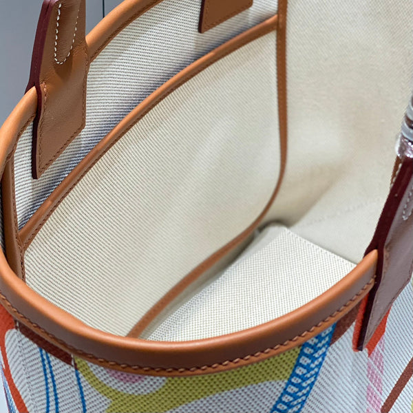 BORSA STEEPLE 28 IN TELA COLORATA E PELLE SWIFT MARRONE