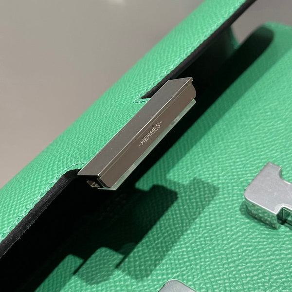 HM Constance Elan 24 Green Epsom Silver Hardware 237333