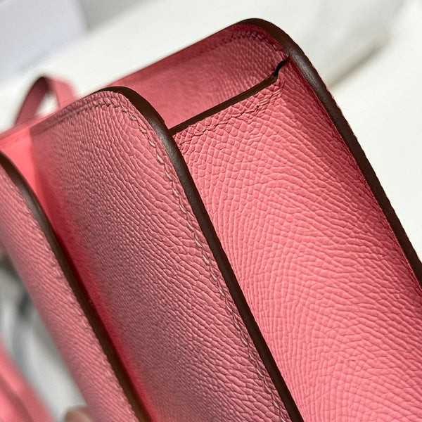 HM Constance Elan 24cm Bag Pink Epsom Leather Silver Hardware