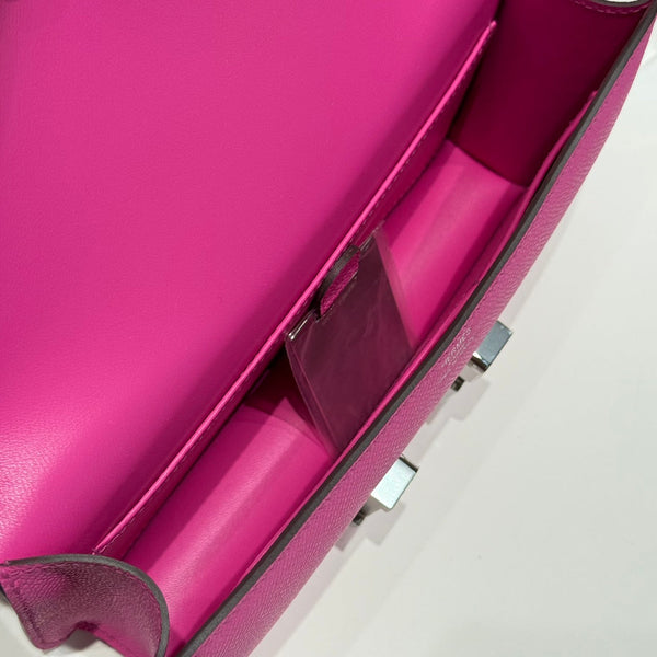 HM Constance Elan 24cm Bag Rose Tyrien Epsom Leather Silver Hardware