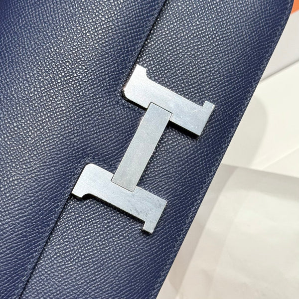 HM Constance Elan 24 Midnight Blue Epsom Silver Hardware 237341