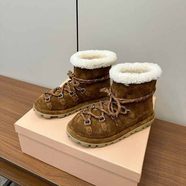 Miu Ankle Boots Brown Coffee Milk Suede