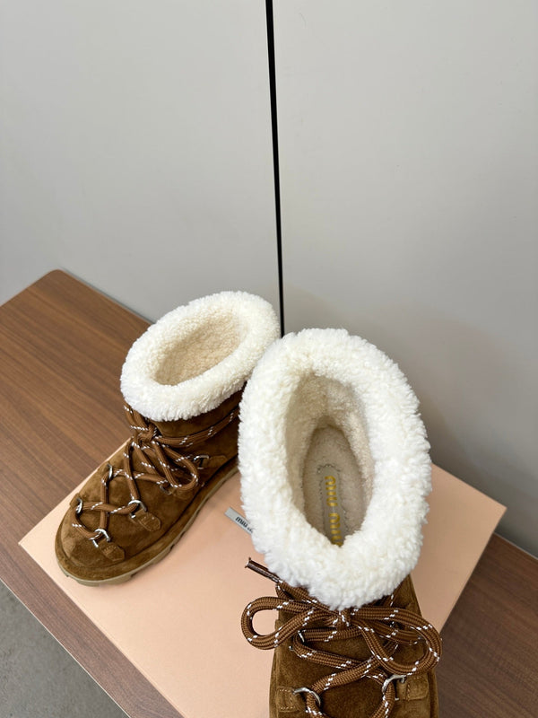 Miu Ankle Boots Brown Coffee Milk Suede