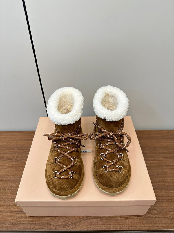 Miu Ankle Boots Brown Coffee Milk Suede