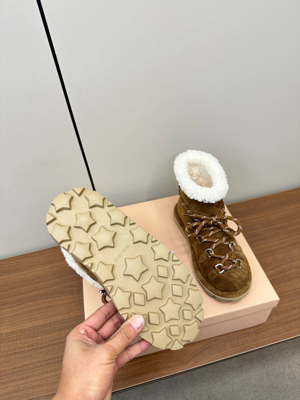 Miu Ankle Boots Brown Coffee Milk Suede