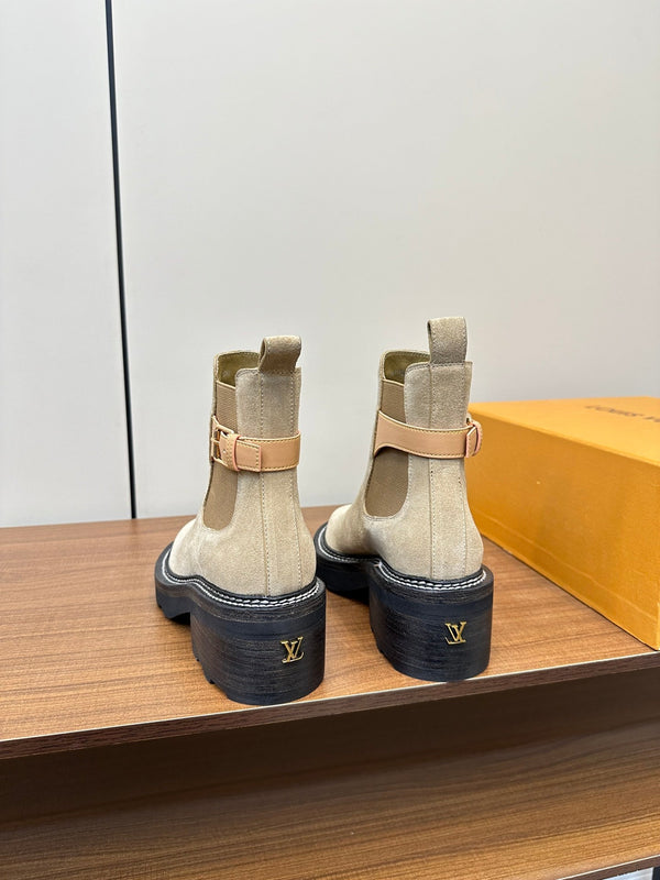 Stivaletto LV Beaubourg in pelle scamosciata beige