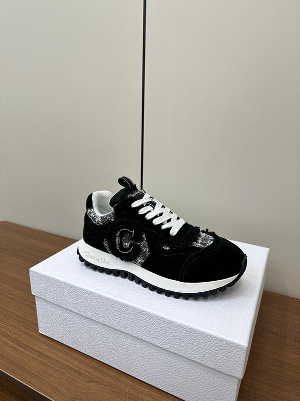 C'est Dior Sneaker In Black Suede And Tweed Fabric  989935
