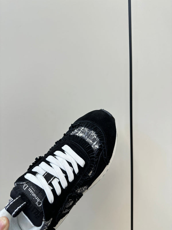 C'est Dior Sneaker In Black Suede And Tweed Fabric  989935
