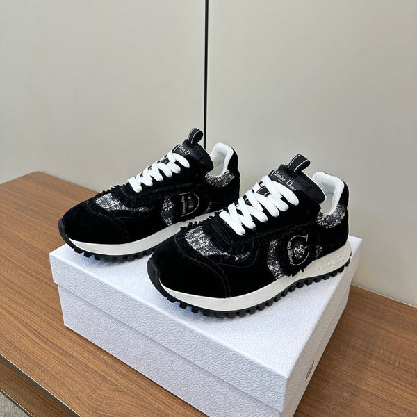 C'est Dior Sneaker In Black Suede And Tweed Fabric  989935
