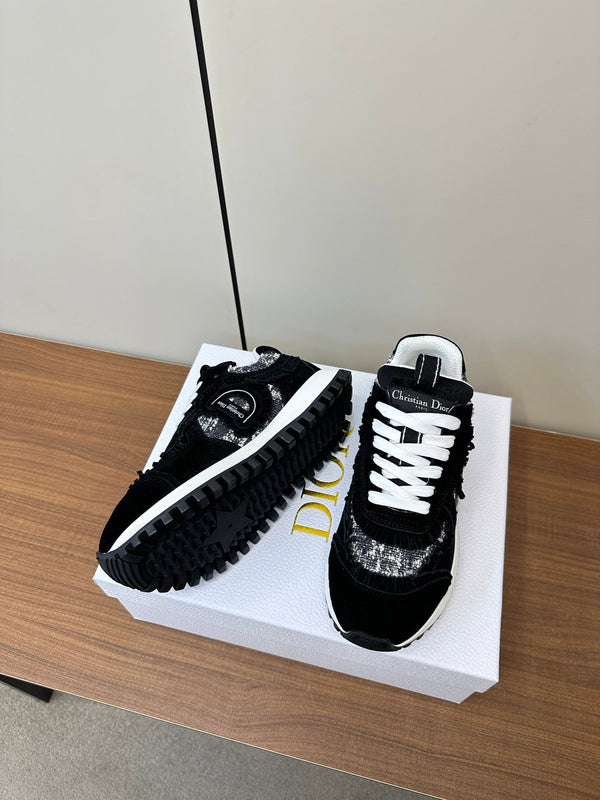 C'est Dior Sneaker In Black Suede And Tweed Fabric  989935