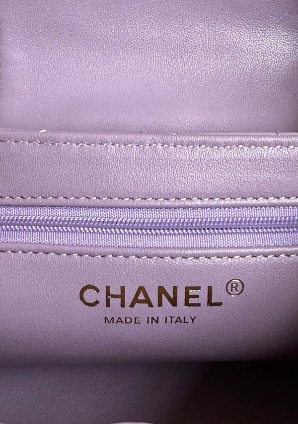 cc 24a nano 19cm borsa shopper kelly in pelle di agnello viola