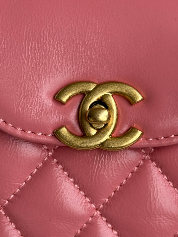 cc 24a nano 19cm kelly shopper bag hot pink lambskin