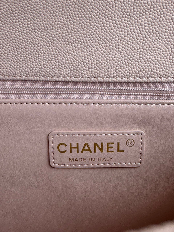 coco handle medium 29cm pink beige quilted caviar leather gold hardware