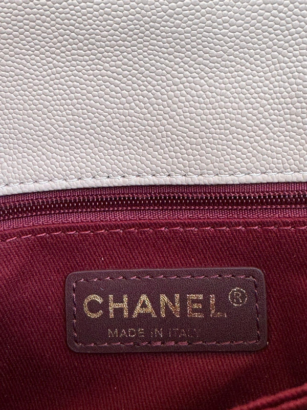 coco handle flap bag 24cm pastel pink quilted caviar leather