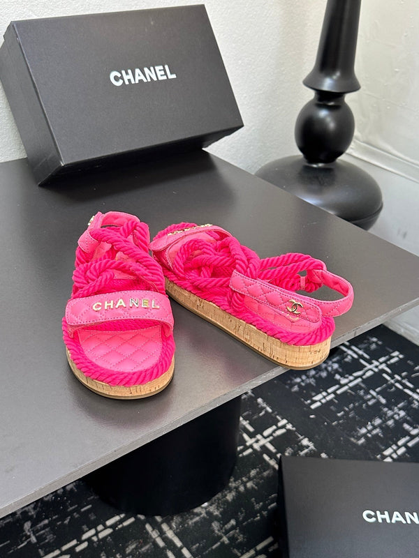 CC Sandals Pink Rope Lambskin 331278