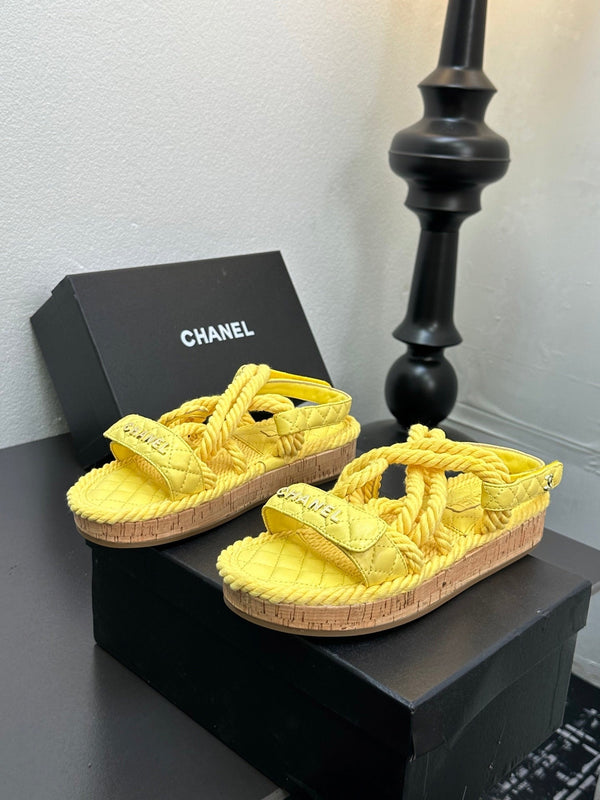 CC Sandals Yellow Rope Lambskin 331279