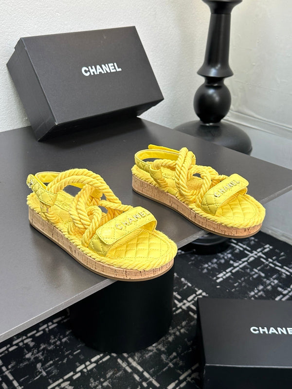 CC Sandals Yellow Rope Lambskin 331279