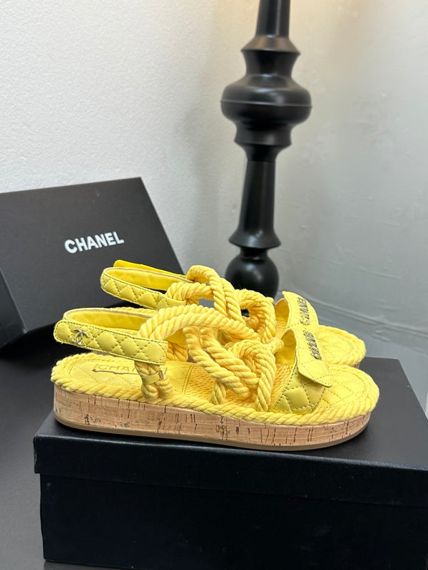 CC Sandals Yellow Rope Lambskin 331279
