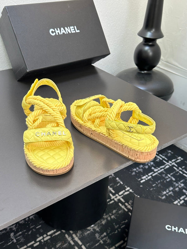 CC Sandals Yellow Rope Lambskin 331279