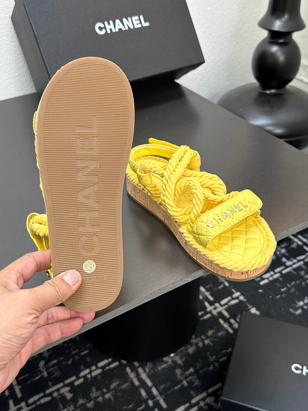 CC Sandals Yellow Rope Lambskin 331279