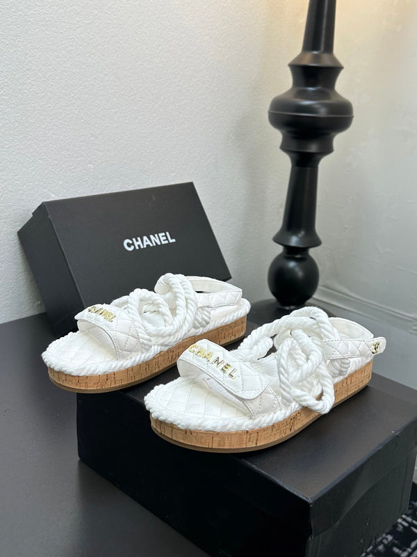 CC Sandals White Rope Lambskin 331280