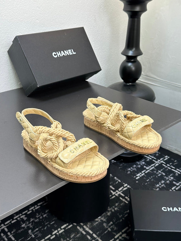 CC Sandals Beige Rope Lambskin 331282