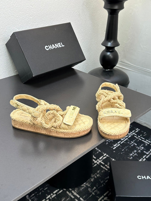 CC Sandals Beige Rope Lambskin 331282
