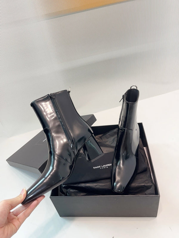 YSL 25 Short Boot Black Cowhide 522265
