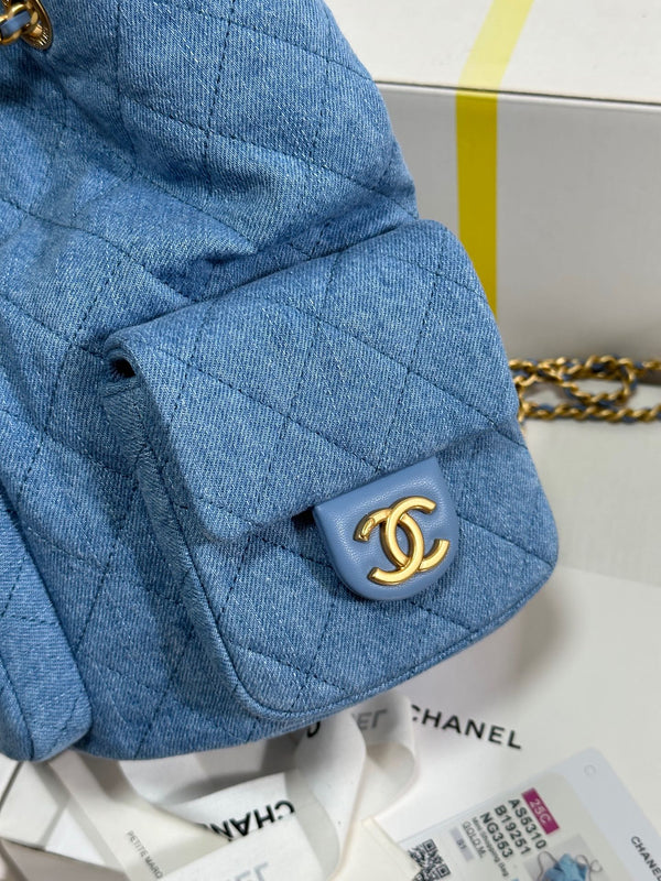 CC 25C Backpack 24.3cm Demin Blue Washed denim Gold Hardware 243645