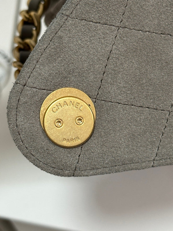 CC 25C Borsa Hobo 30cm Pelle Scamosciata Grigio Caldo 243557